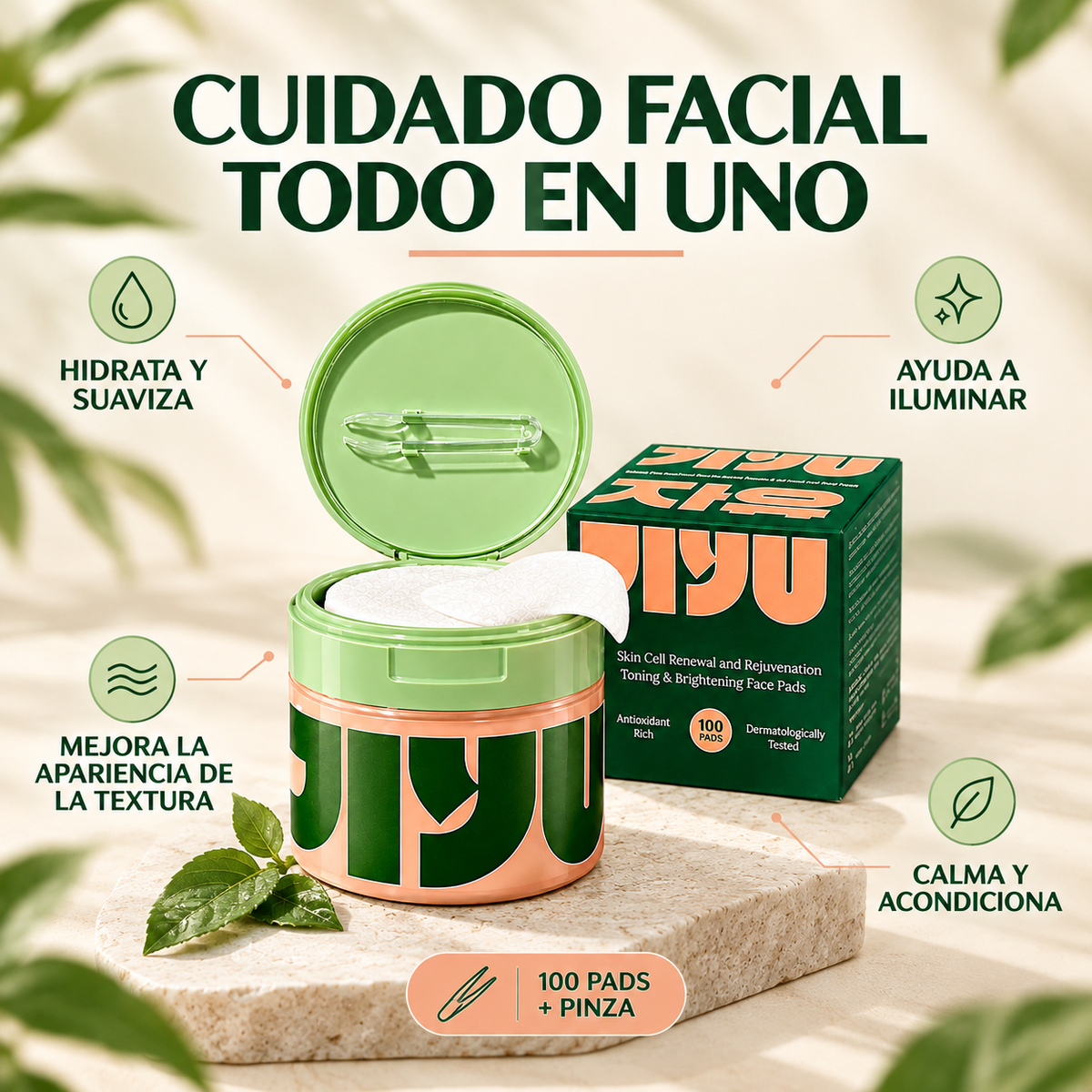 Pads De Cuidado Facial Jiyu: Hidrata, ilumina y mejora la textura de tu piel
