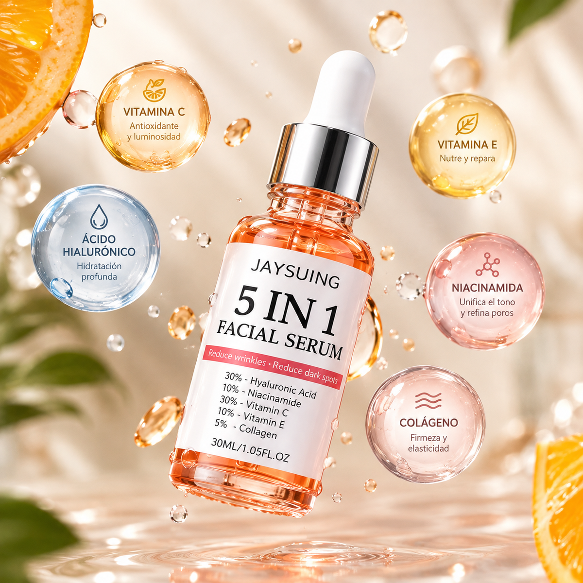 Gotas de serum facial con vitamina C