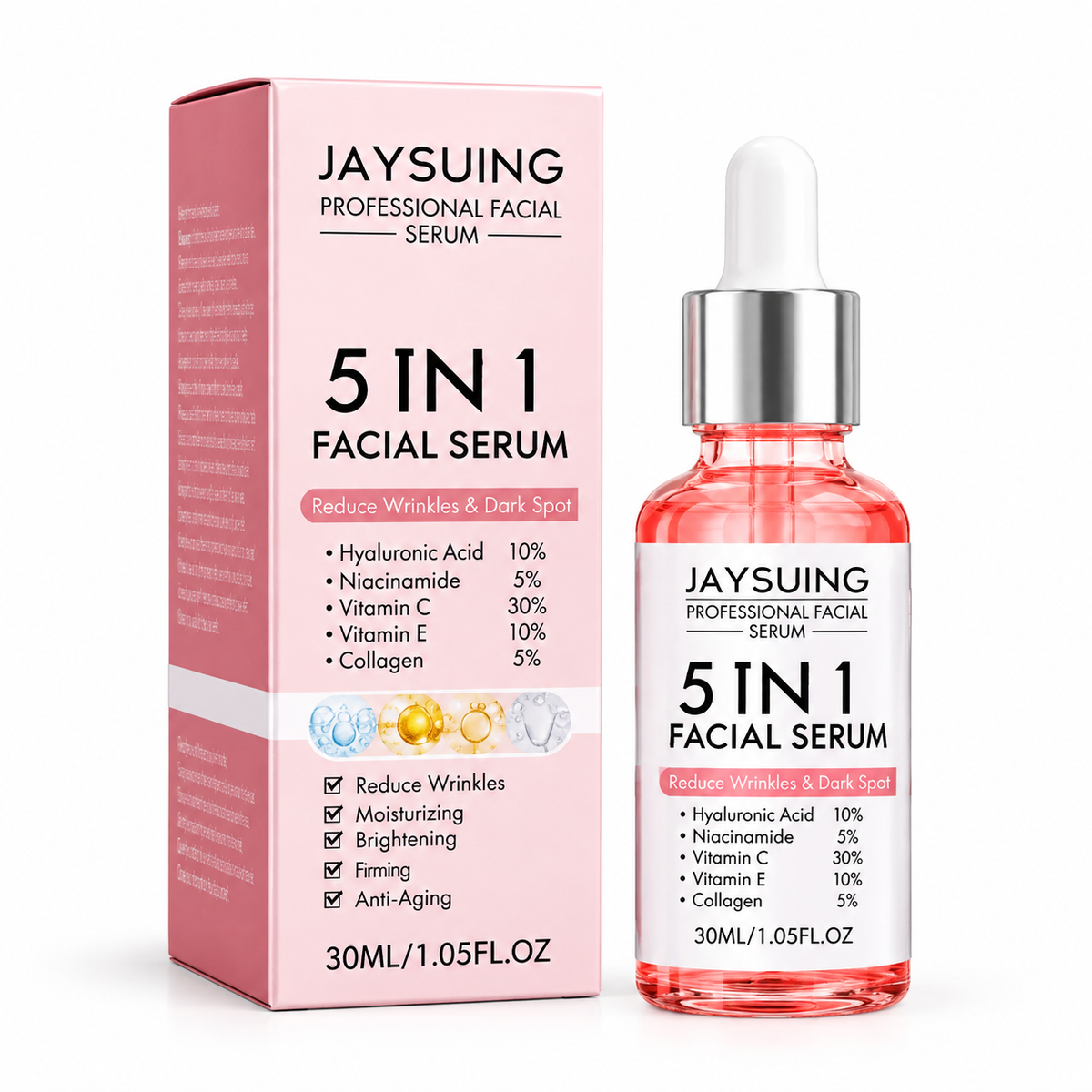 Serum Facial 5 en 1 de 30 ml con su caja